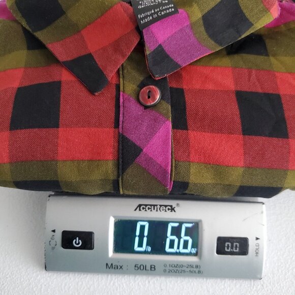 Michael Tyler Womens Colorful Plaid Button Up Back Blouse Size S Art To Wear - Picture 10 of 10